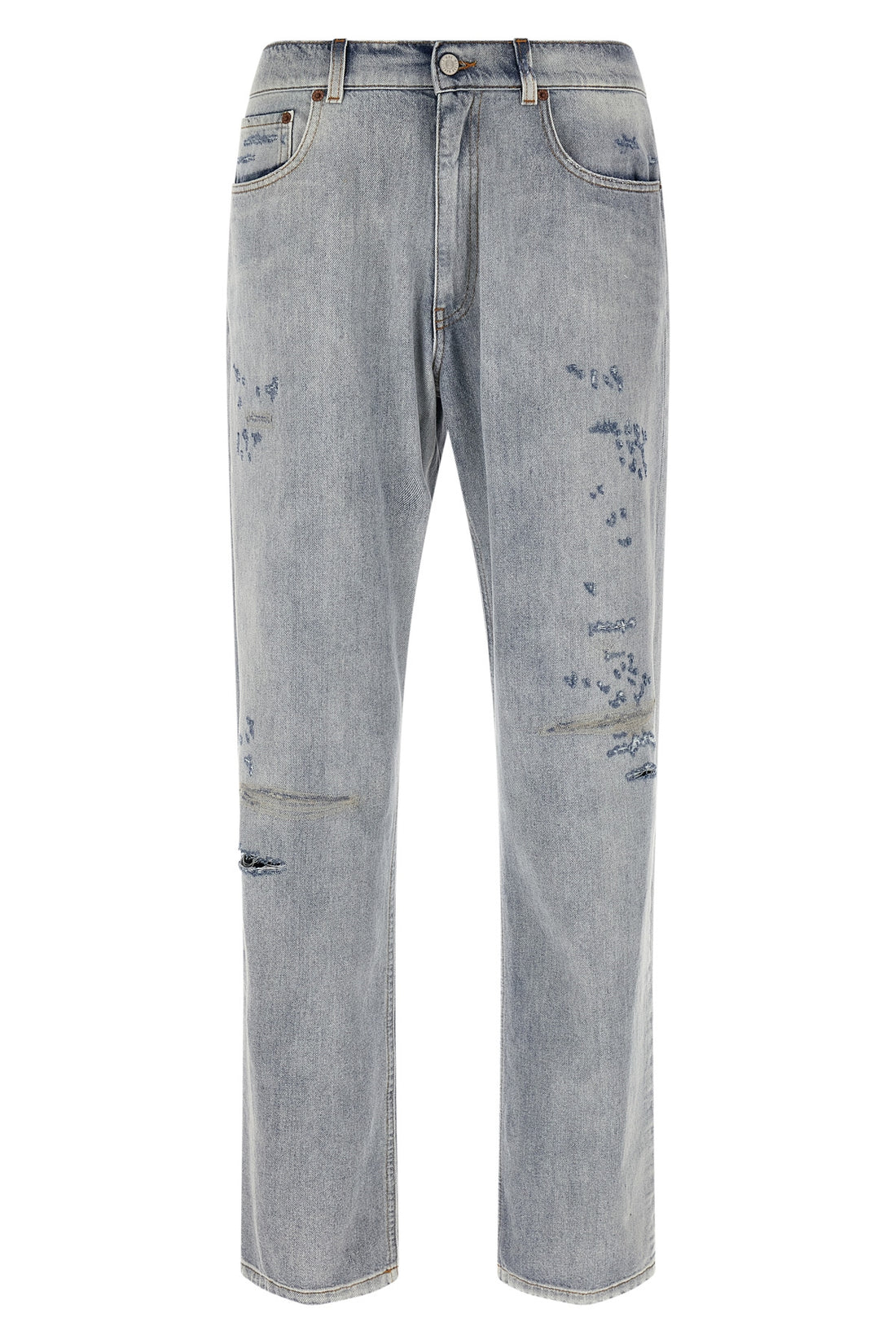 MM6 30 used-effect stone washed cotton denim jeans