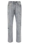 used-effect stone washed cotton denim jeans