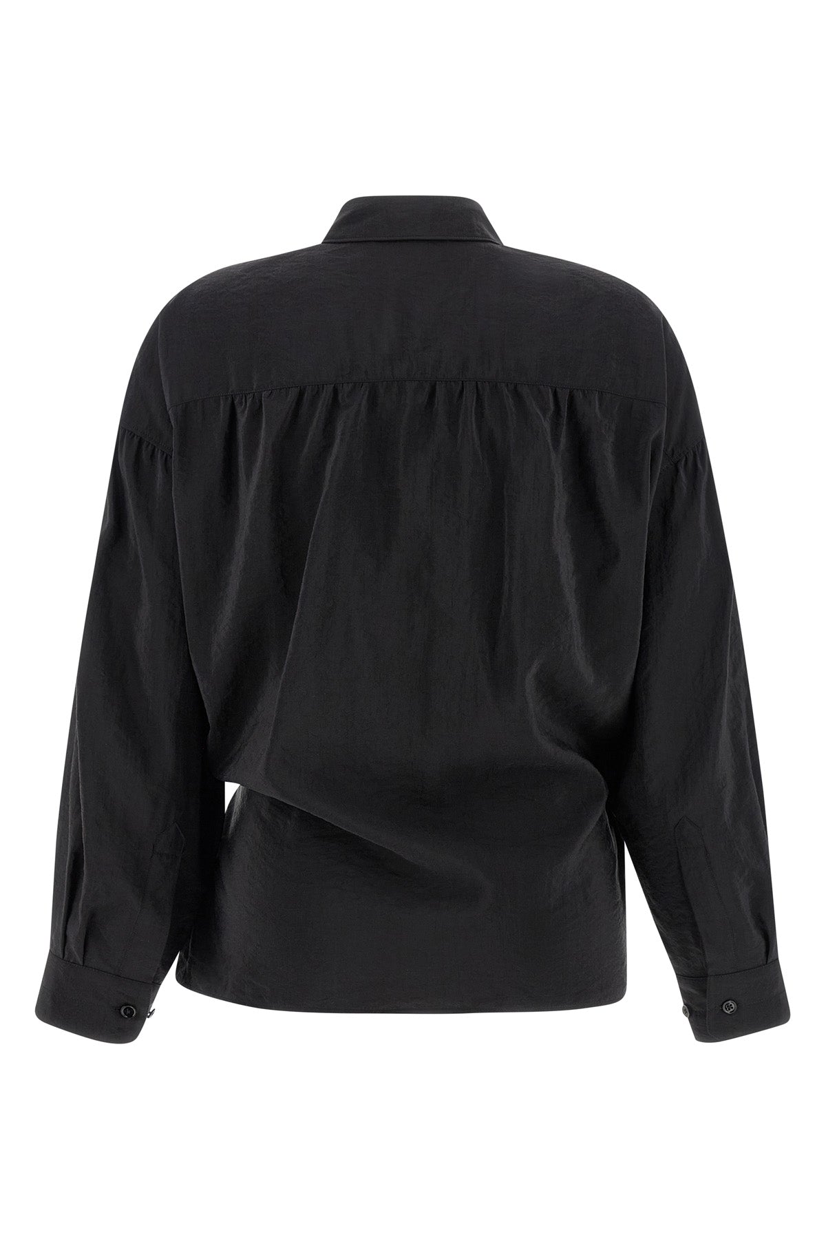 straight collar twisted silk shirt