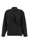 straight collar twisted silk shirt