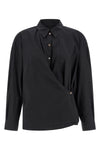straight collar twisted cotton and silk wallet shirt
