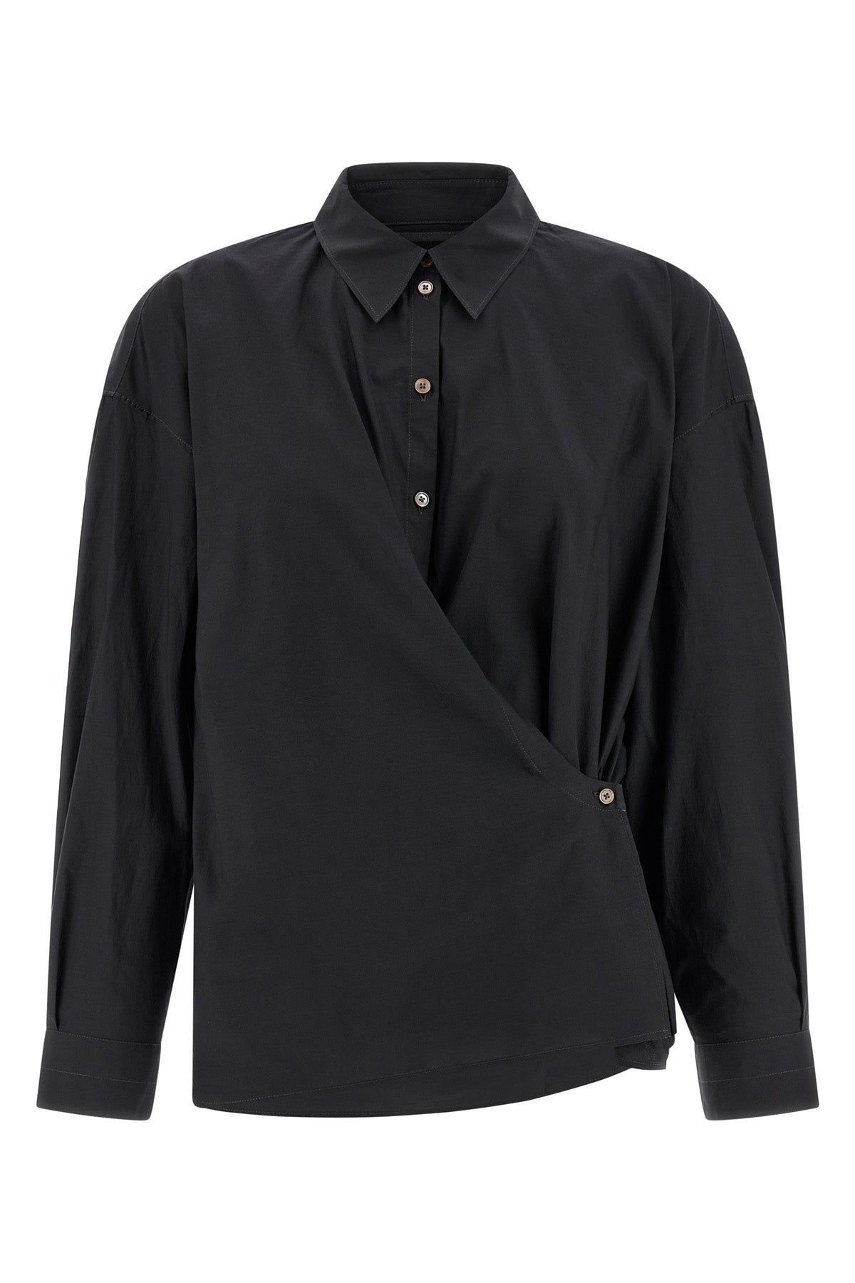 straight collar twisted cotton and silk wallet shirt