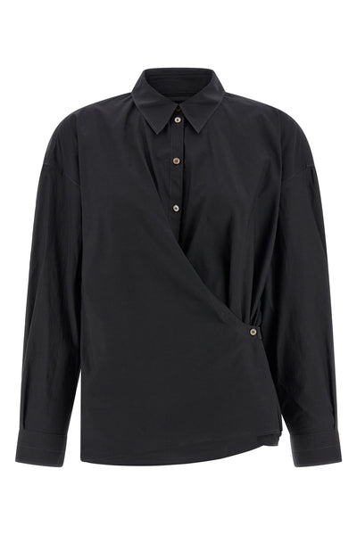 straight collar twisted cotton and silk wallet shirt