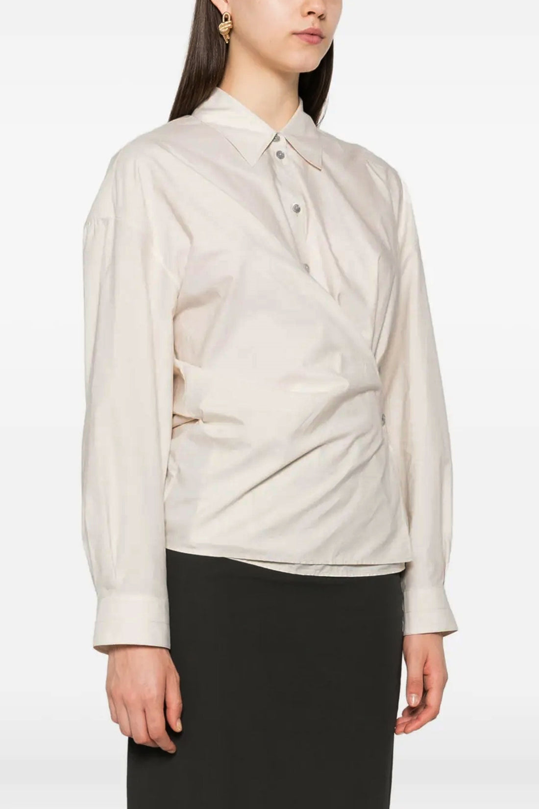 LEMAIRE 38 straight collar twisted cotton and silk wallet shirt