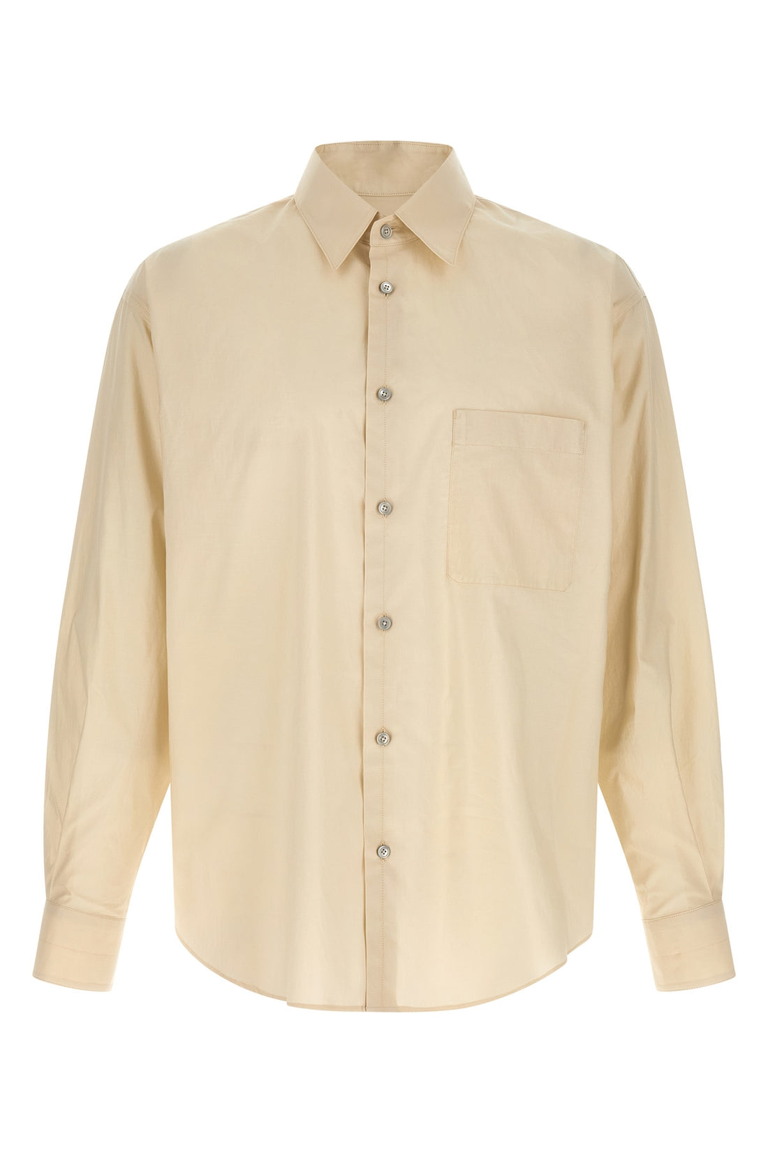 LEMAIRE 48 regular shirt in light and washed cotton blend silk
