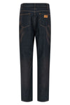 high-waist washed cotton denim jeans