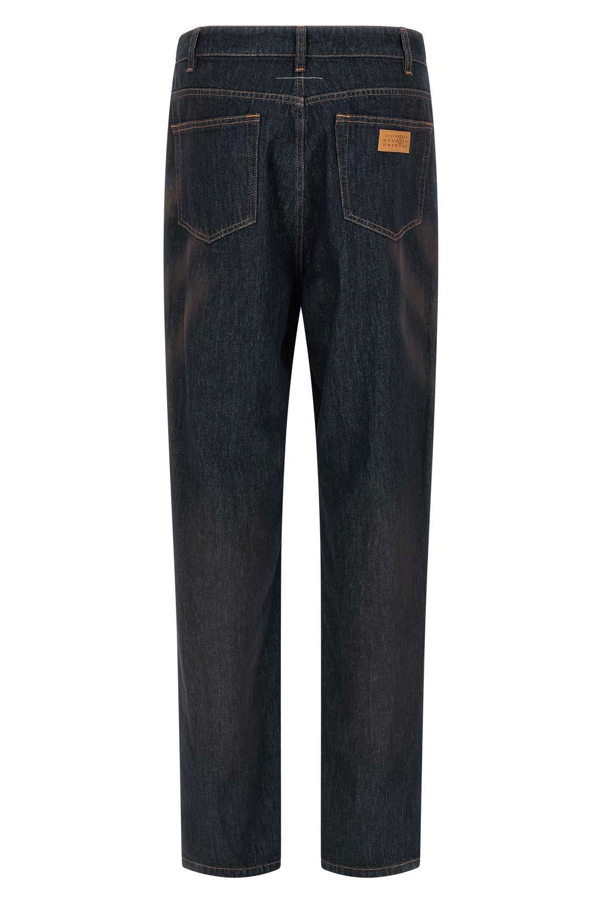 high-waist washed cotton denim jeans