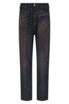 high-waist washed cotton denim jeans