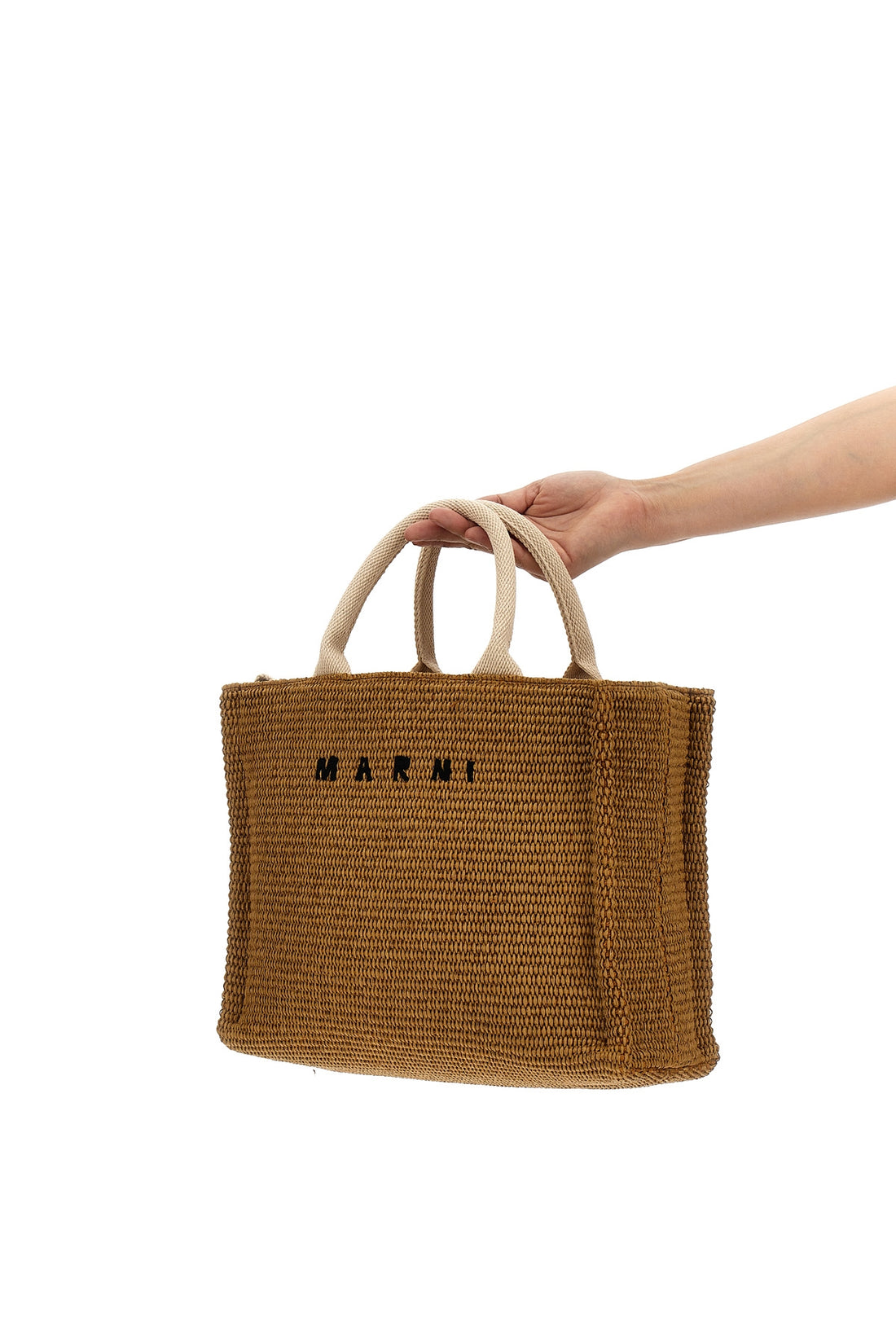 MARNI OS mini tote raffia shopping bag