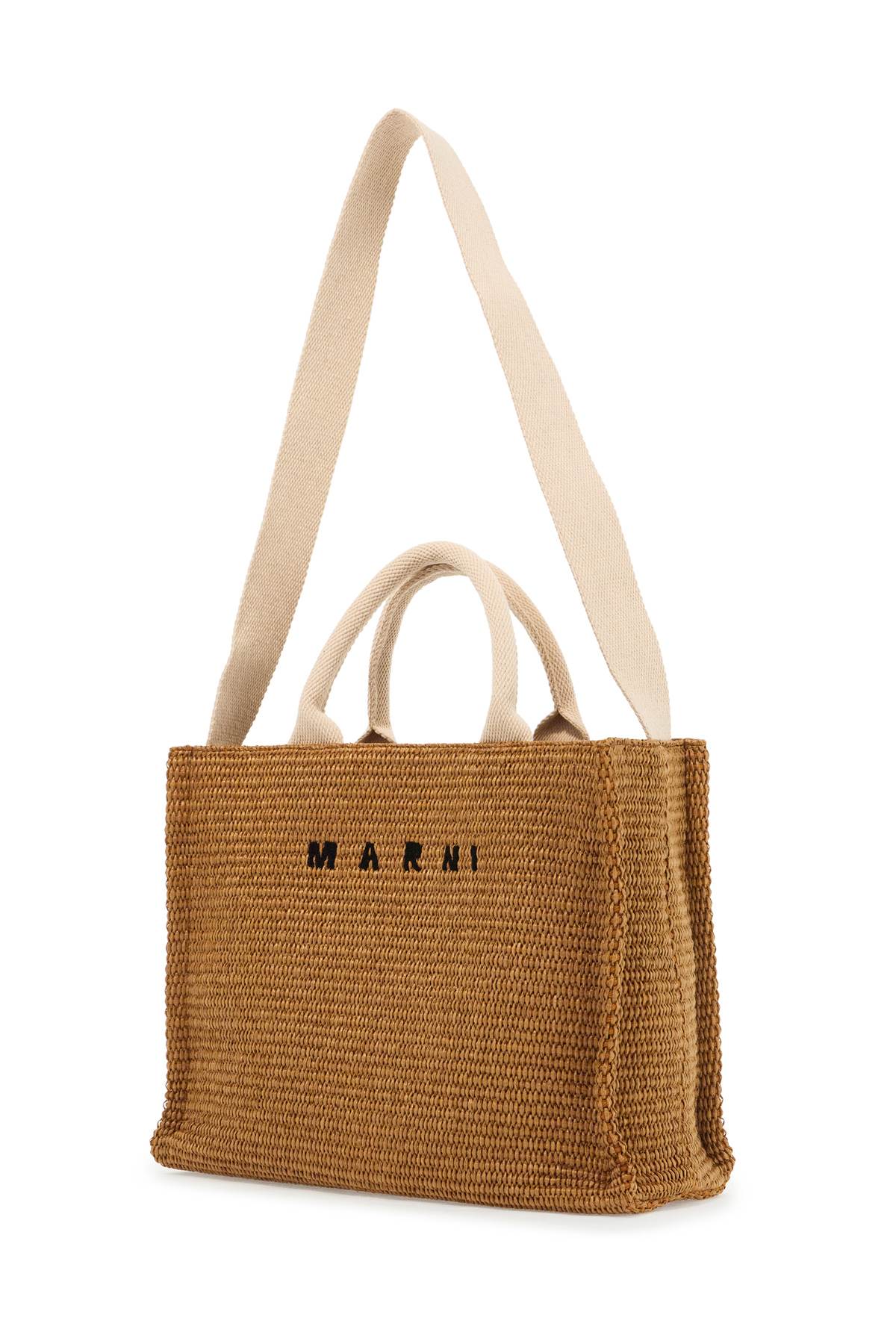 raffia-effect canvas small tote bag