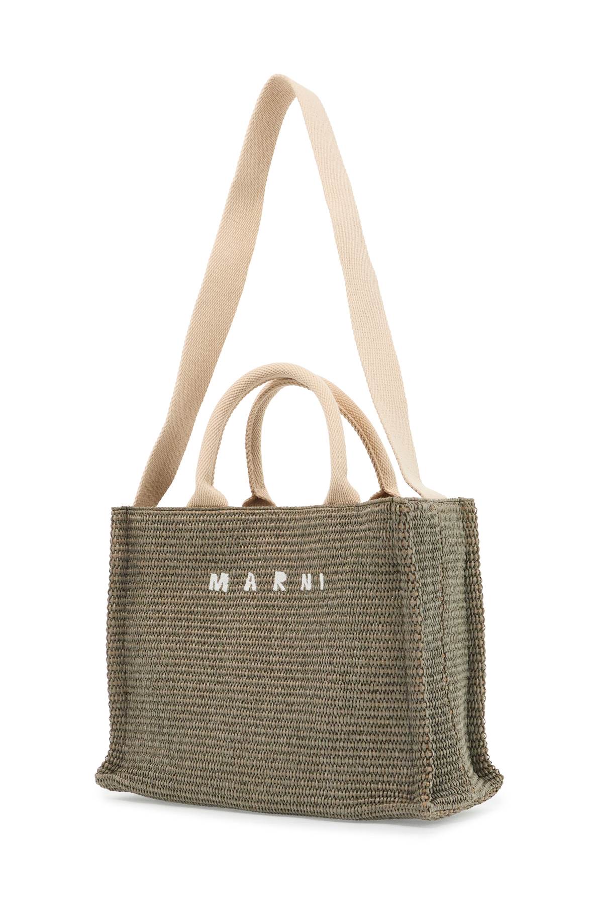 raffia-effect canvas small tote bag