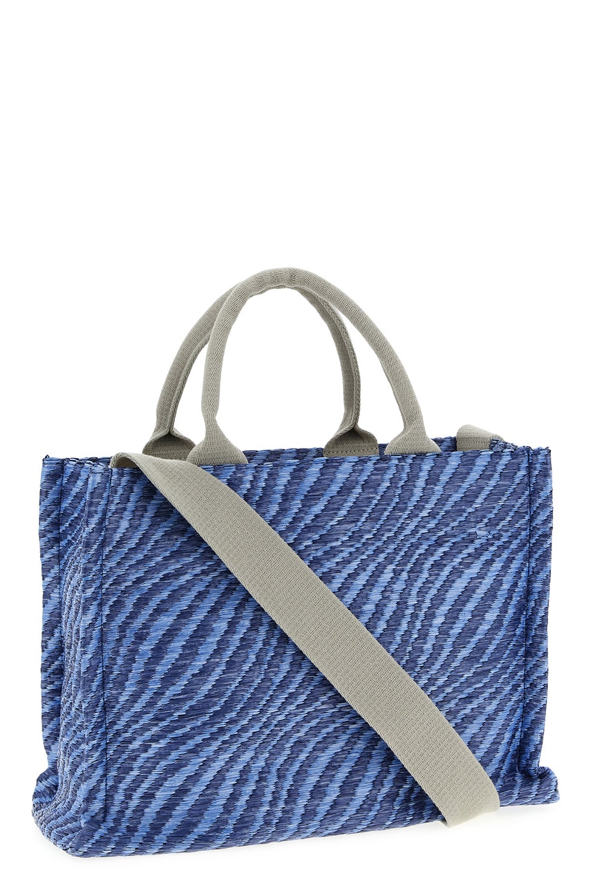 two-tone handbag in woven raffia effect fabric
