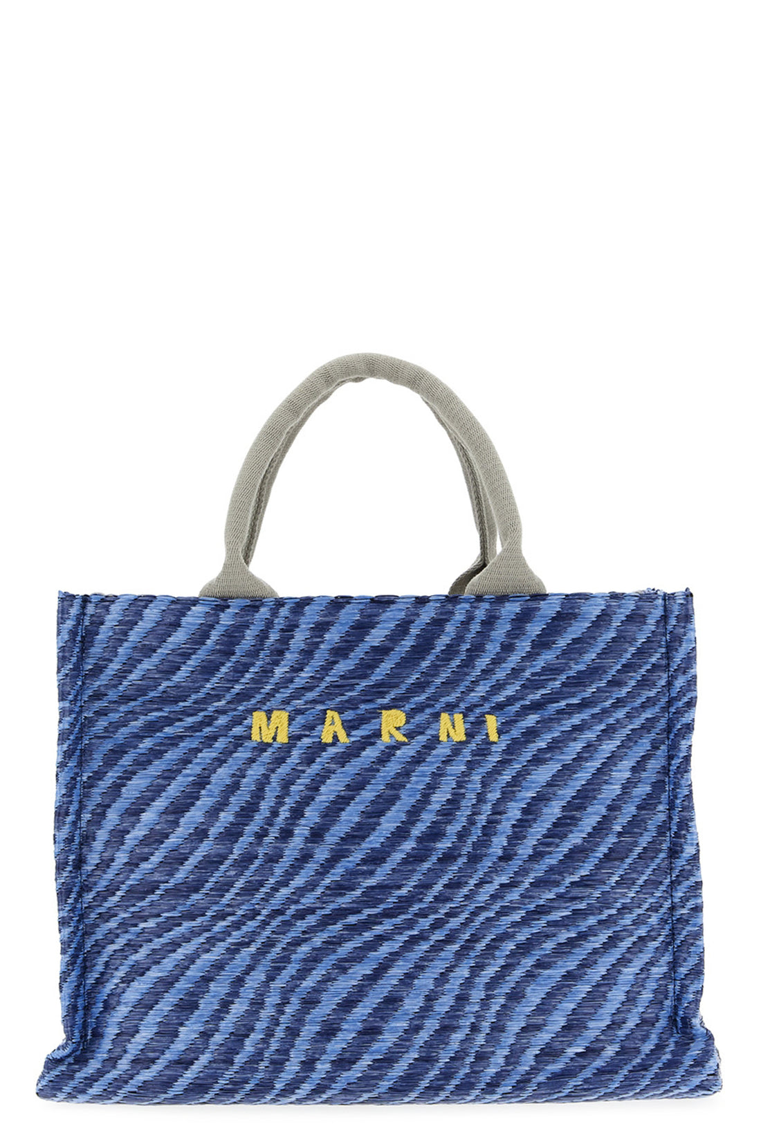 MARNI OS two-tone handbag in woven raffia effect fabric