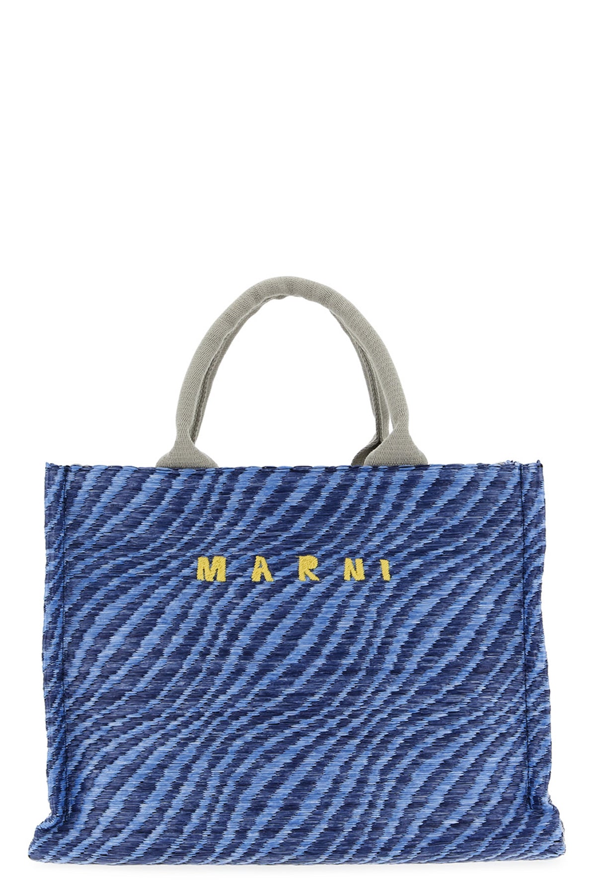 two-tone handbag in woven raffia effect fabric