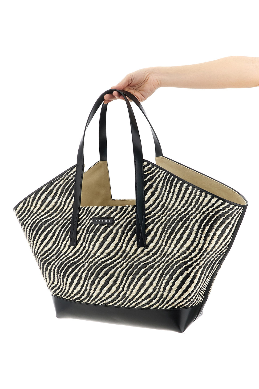 MARNI OS waves trapezoidal raffia-effect fabric