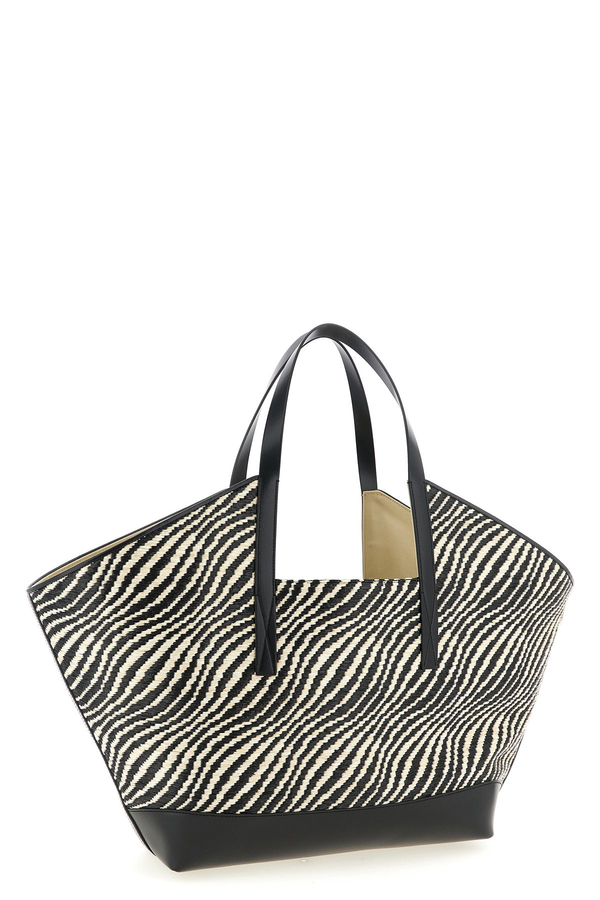 waves trapezoidal raffia-effect fabric