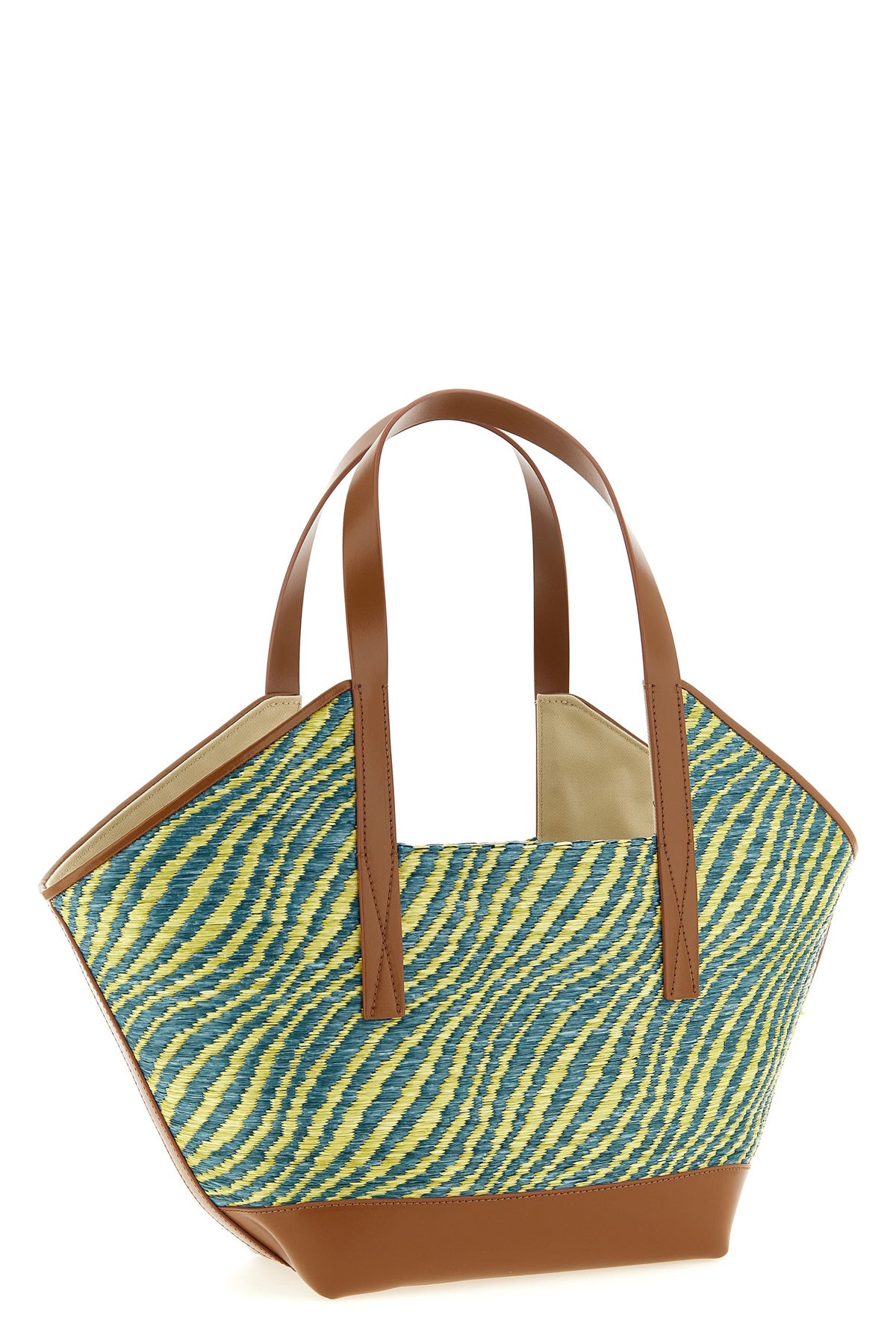 waves trapezoidal raffia-effect fabric