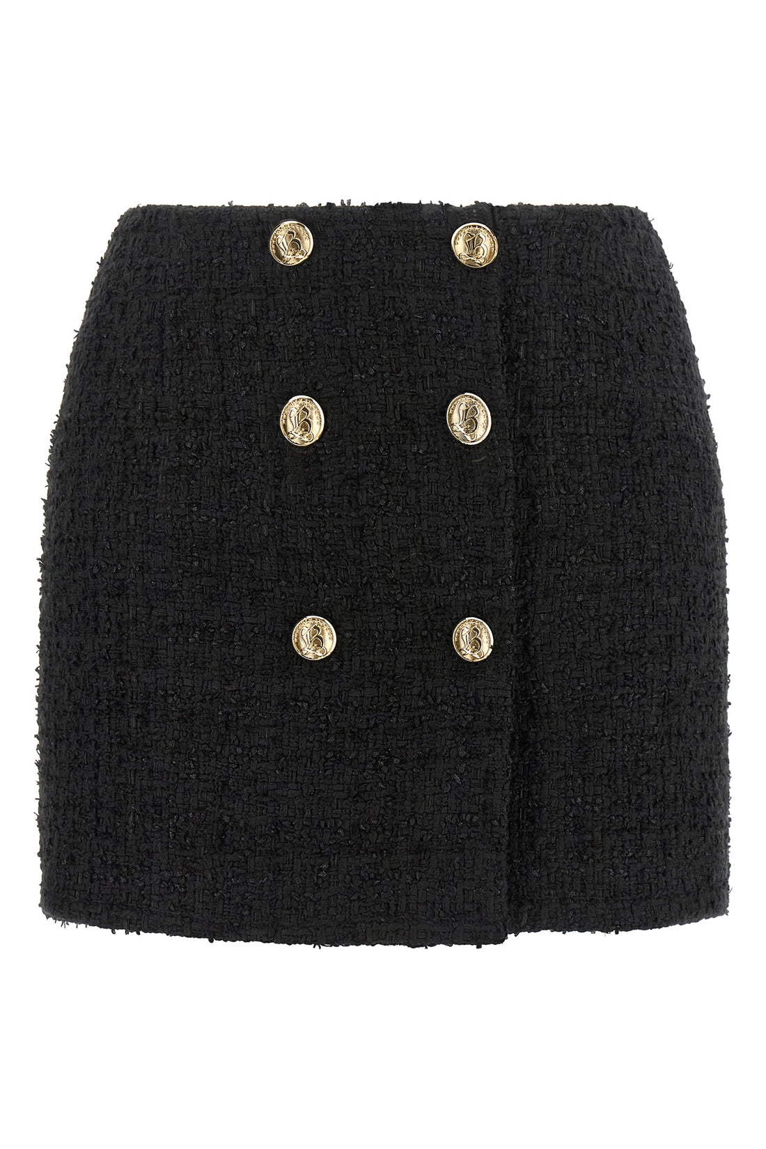 BALMAIN 34 the balmain mini skirt in bouclé cotton blend redefines the codes of contemporar