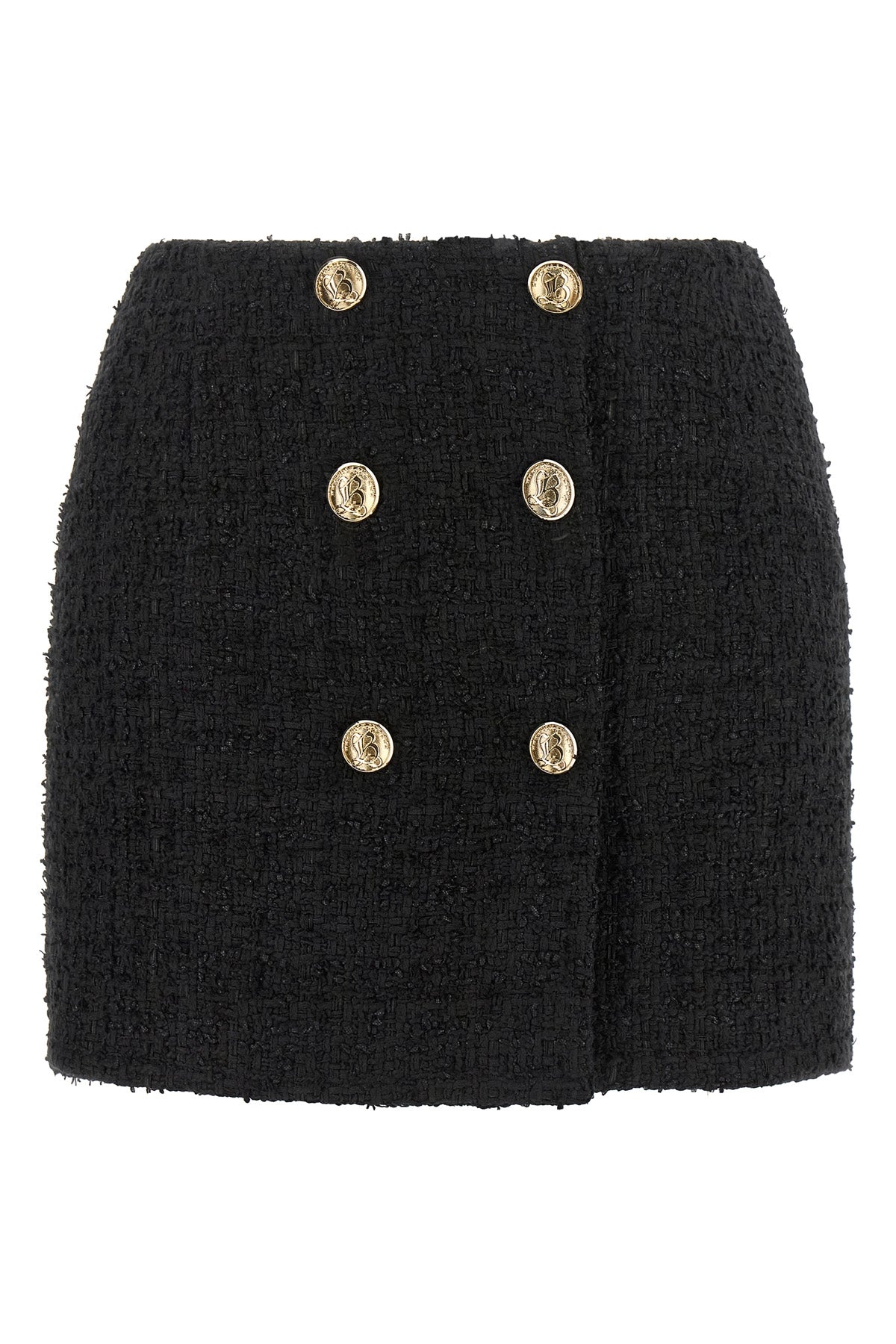 the balmain mini skirt in bouclé cotton blend redefines the codes of contemporar