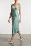attitude midi skirt in legally stretch vintage-effect satin