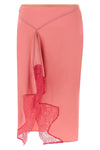 signature lace midi skirt in slightly stretch vintage-effect satin