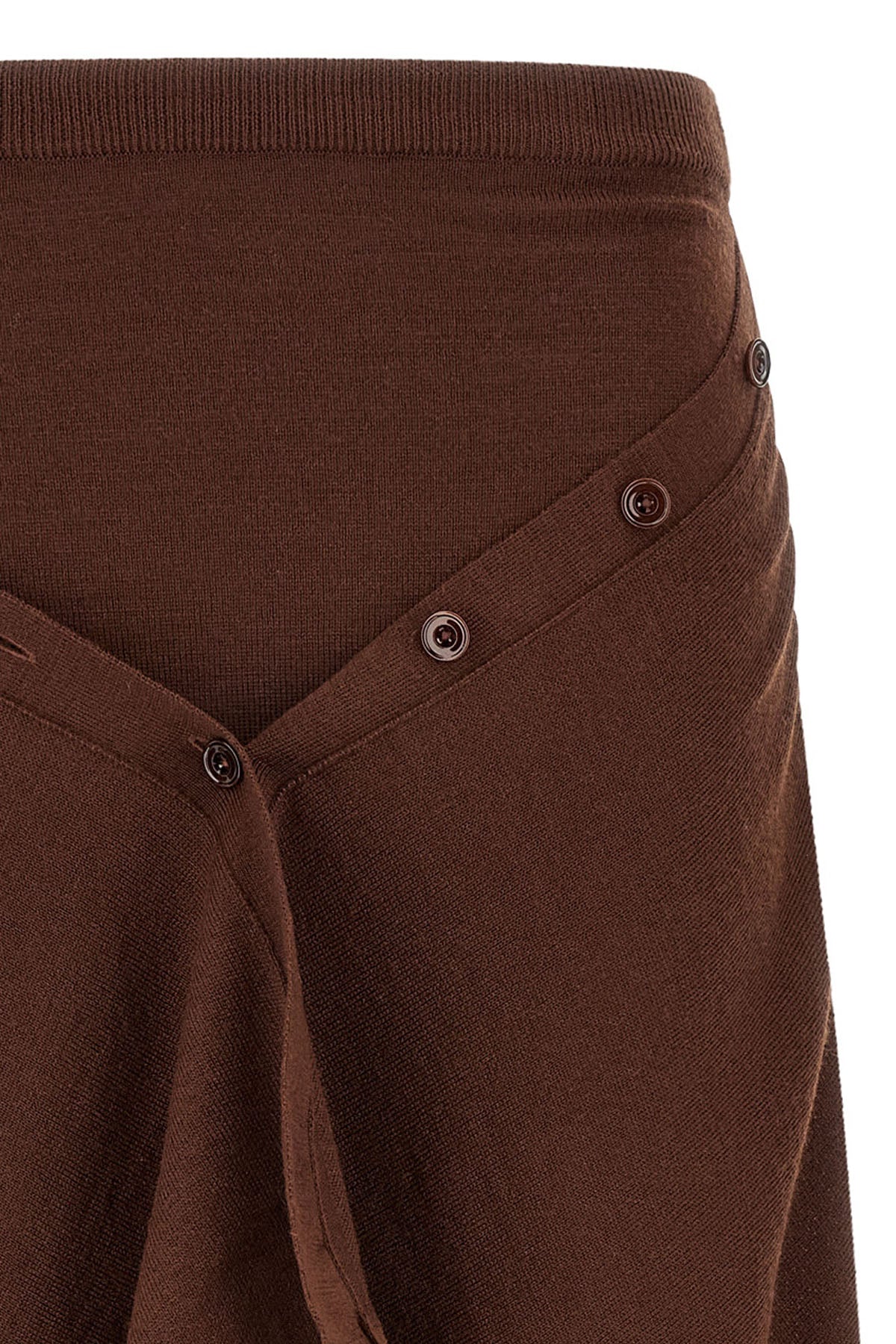 the lemaire skirt redefines the codes of knitwear through a sculptural and asymm