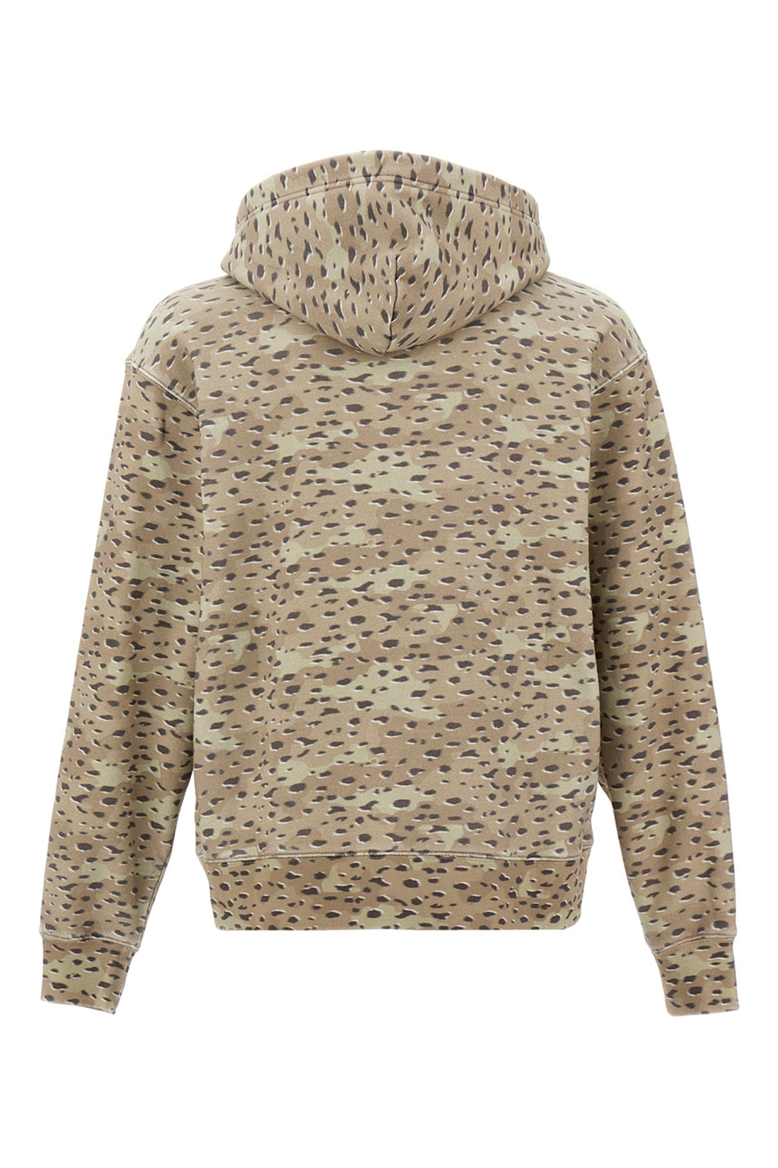 STAMPD M felpa con cappuccio camo leopard in cotone garzato