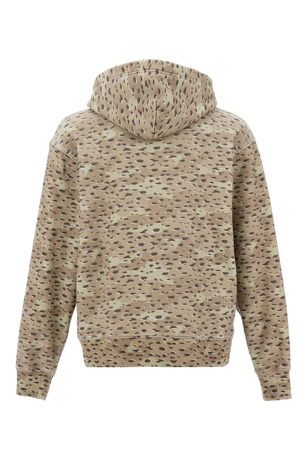 felpa con cappuccio camo leopard in cotone garzato