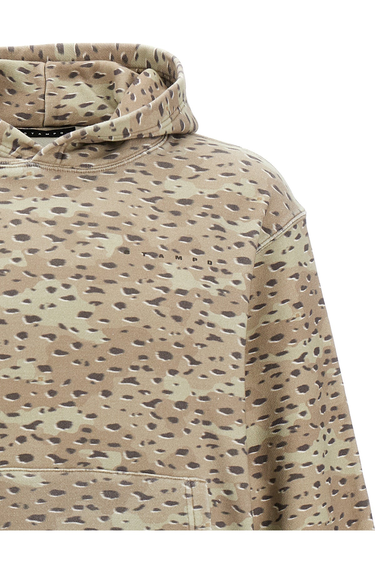 felpa con cappuccio camo leopard in cotone garzato