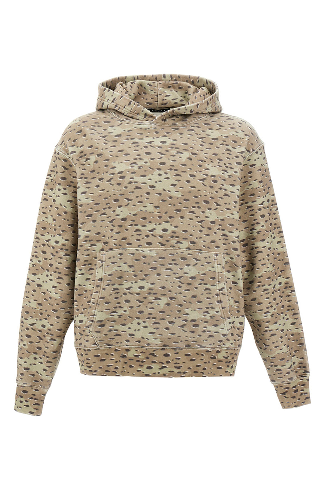 STAMPD M felpa con cappuccio camo leopard in cotone garzato