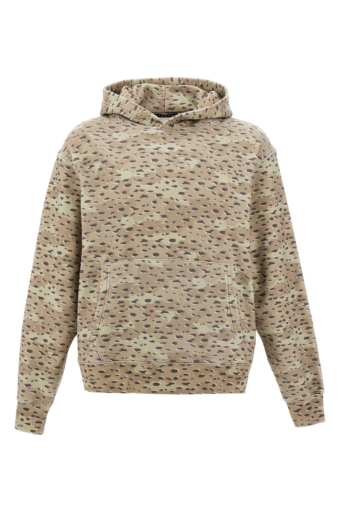 felpa con cappuccio camo leopard in cotone garzato