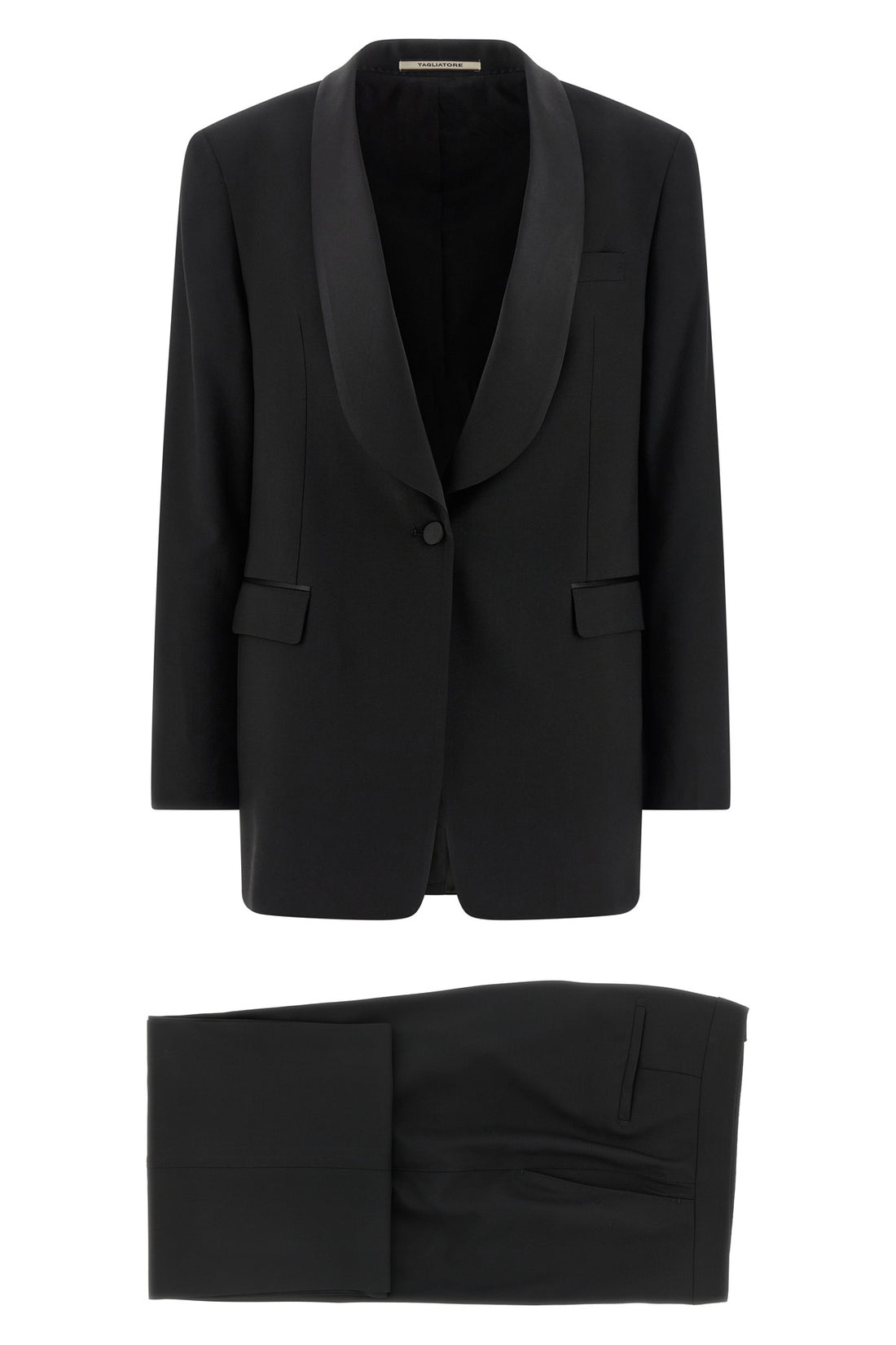 TAGLIATORE 42 super 120s natural stretch virgin wool clarita tuxedo dress