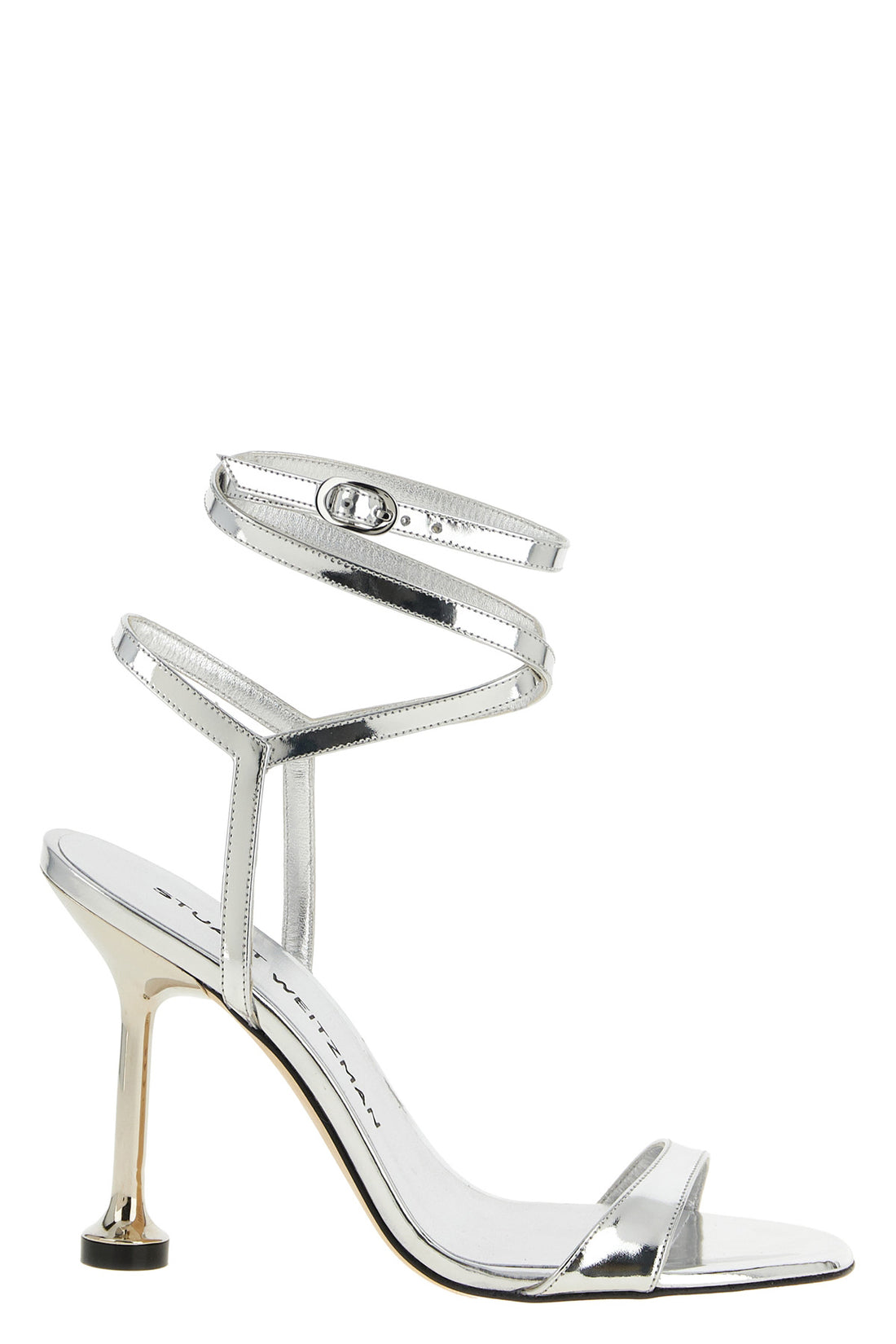 STUART WEITZMAN 36 nudistini wrap mirrored leather sandals