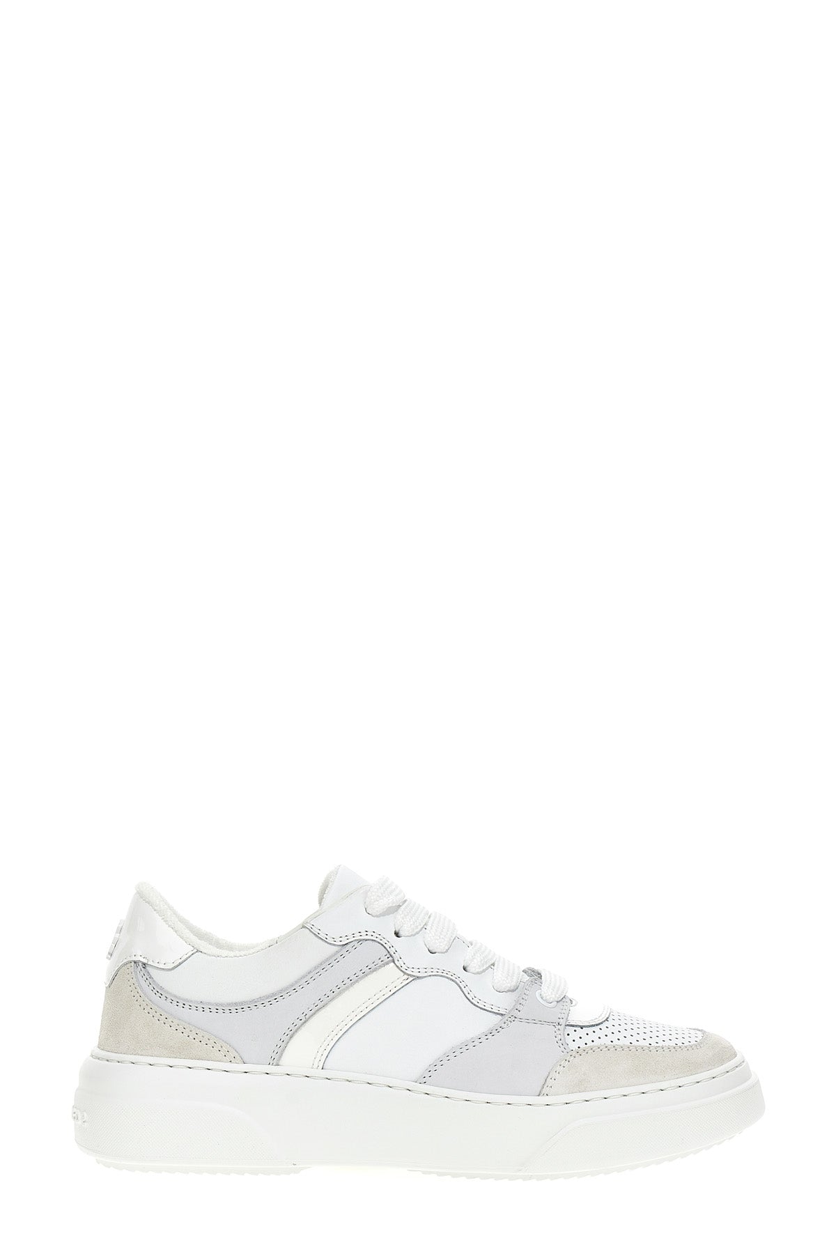 bumper leather and suede lace-up sneakers and a rubber sole