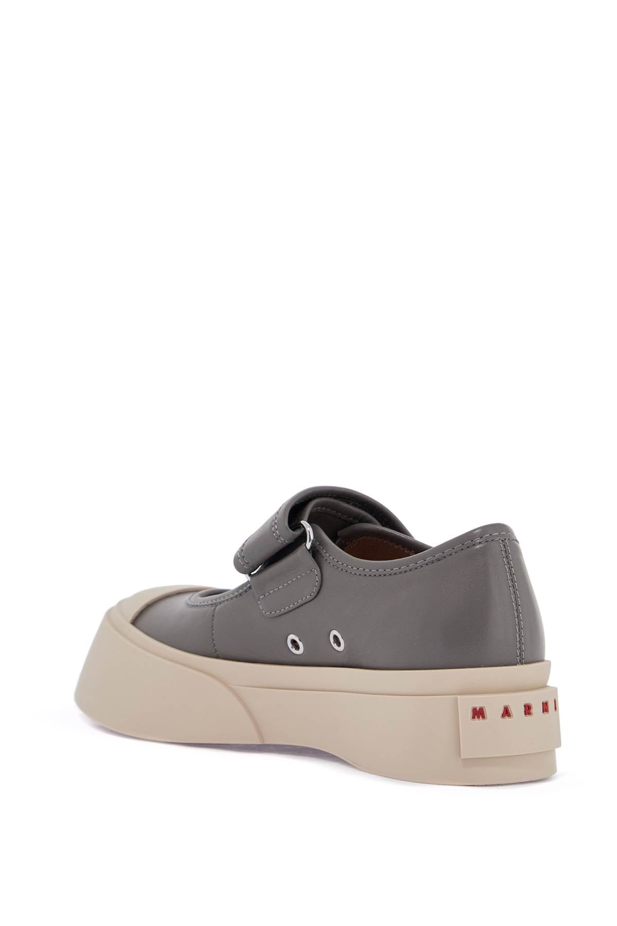 gray calfskin low-top sneakers with hook-and-loop closure