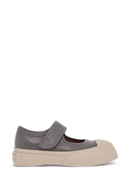 gray calfskin low-top sneakers with hook-and-loop closure