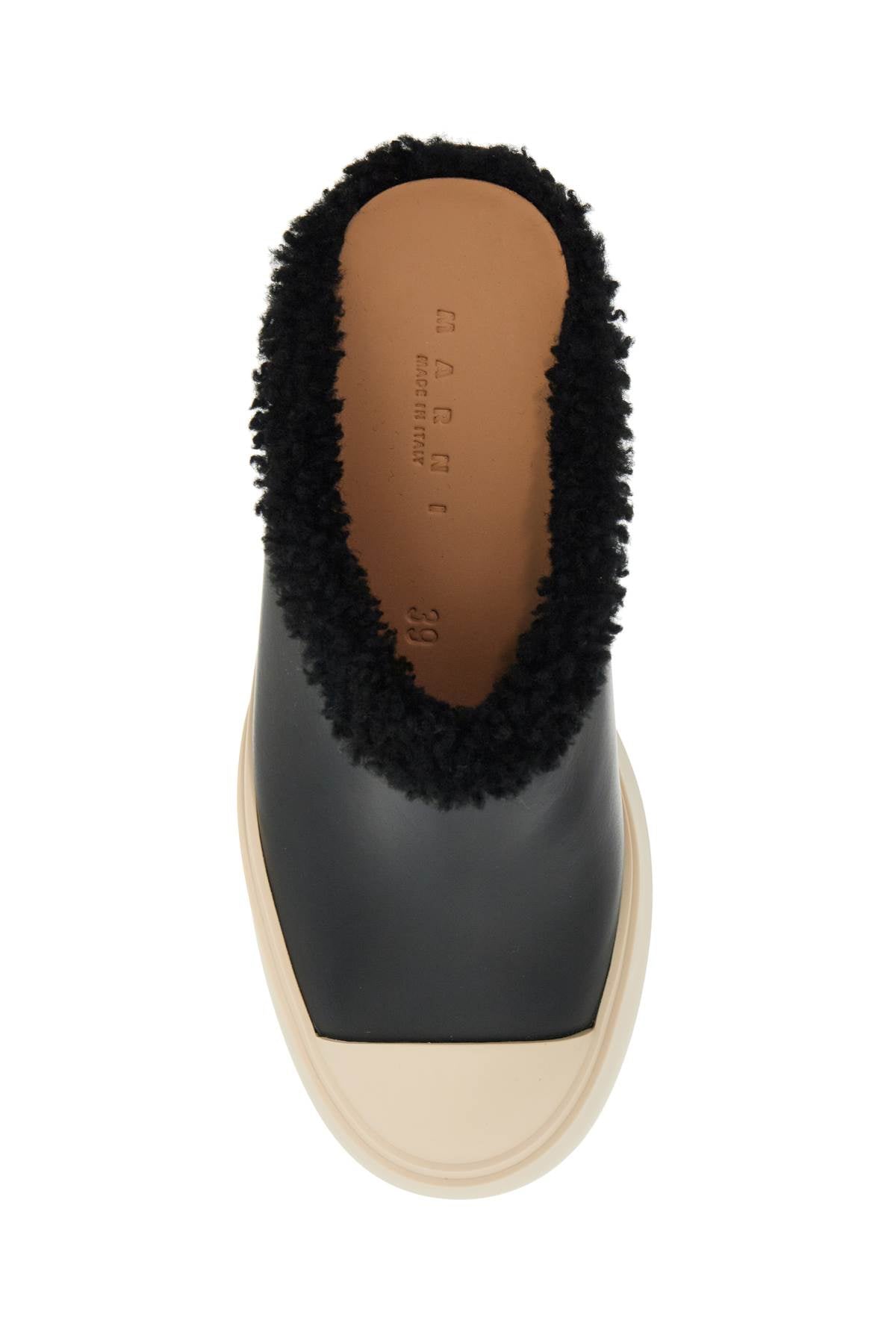 pablo leather and shearling clog