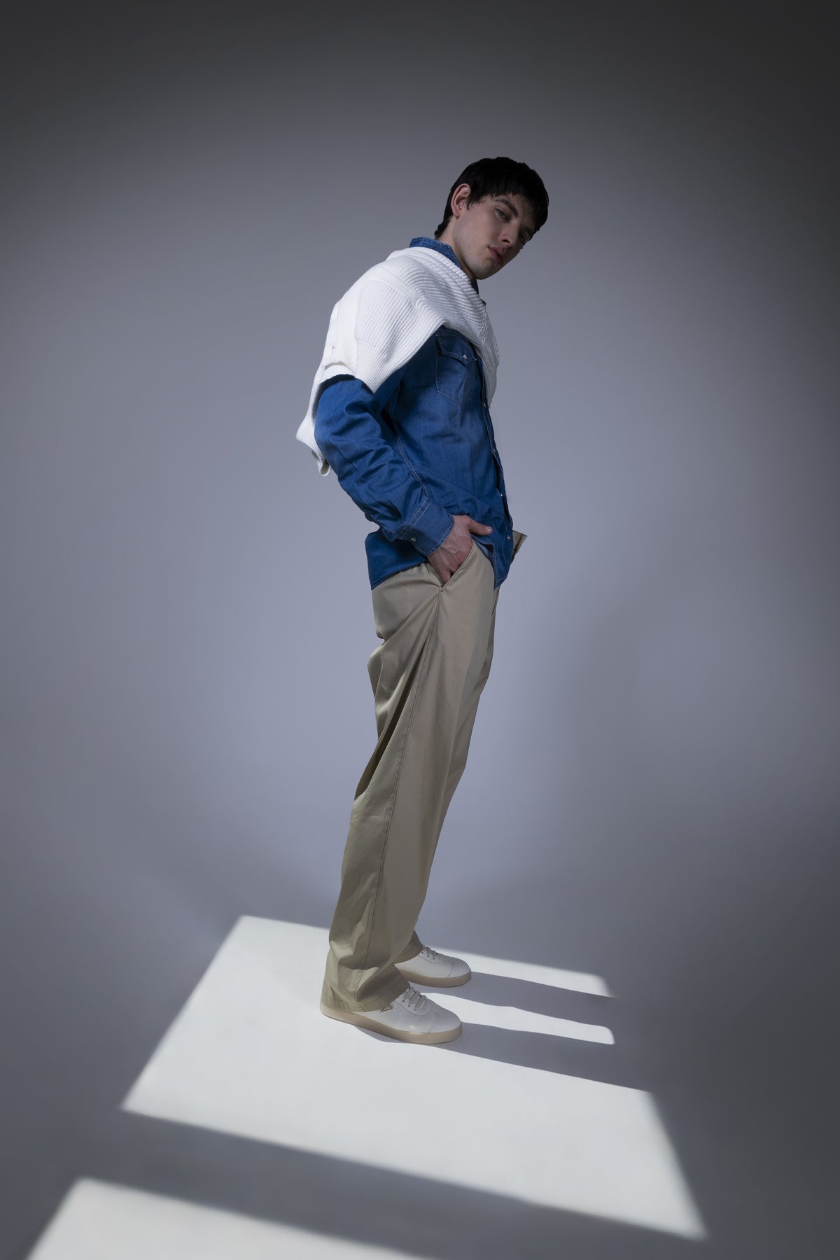 cotton blend poplin pants