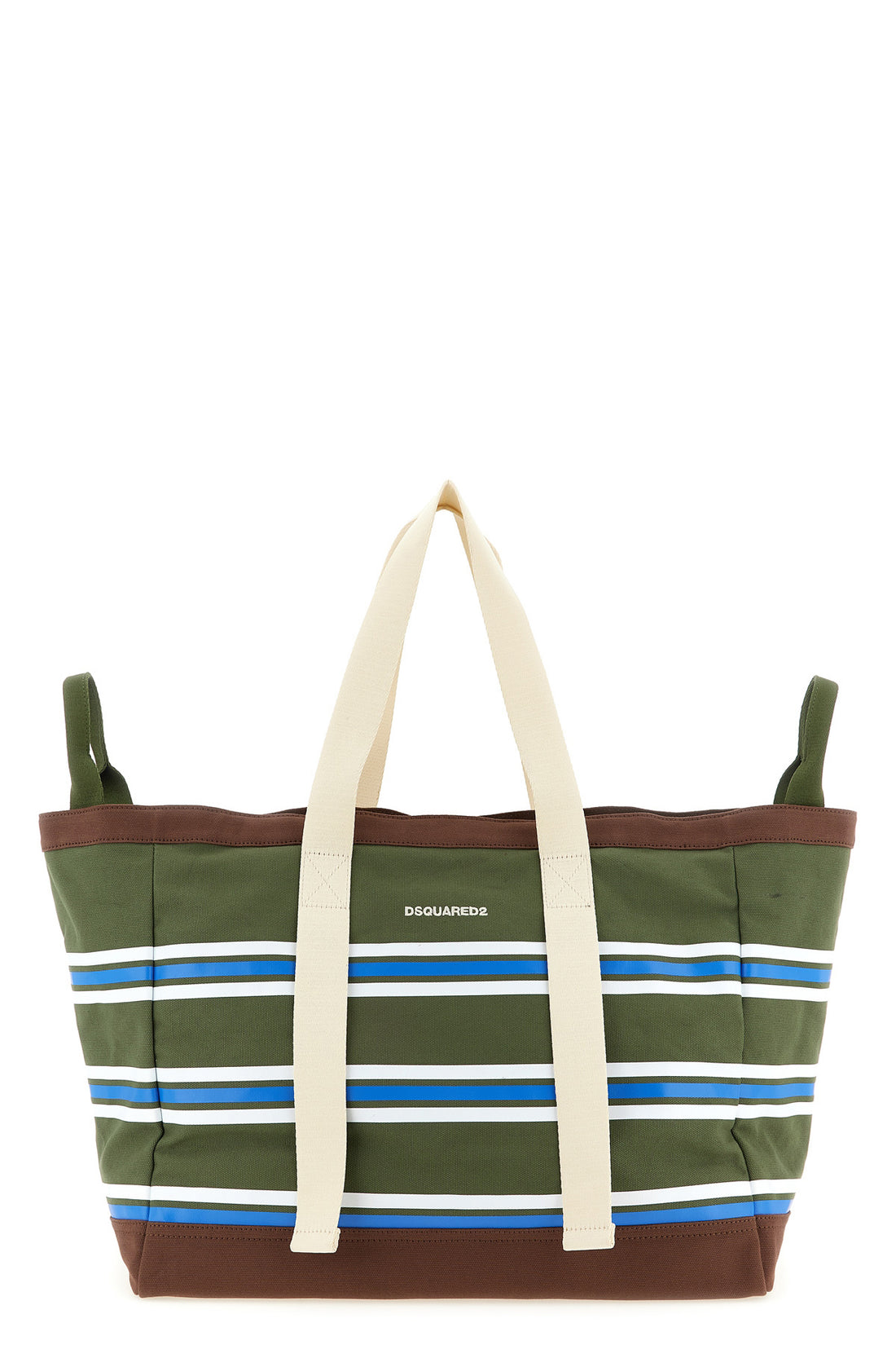DSQUARED2 OS d2 college striped cotton canvas shopping bag