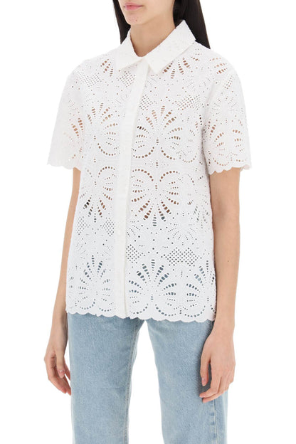 short-sleeved sangallo lace shirt