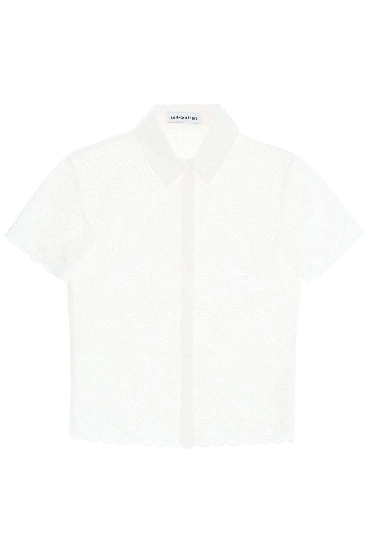 short-sleeved sangallo lace shirt