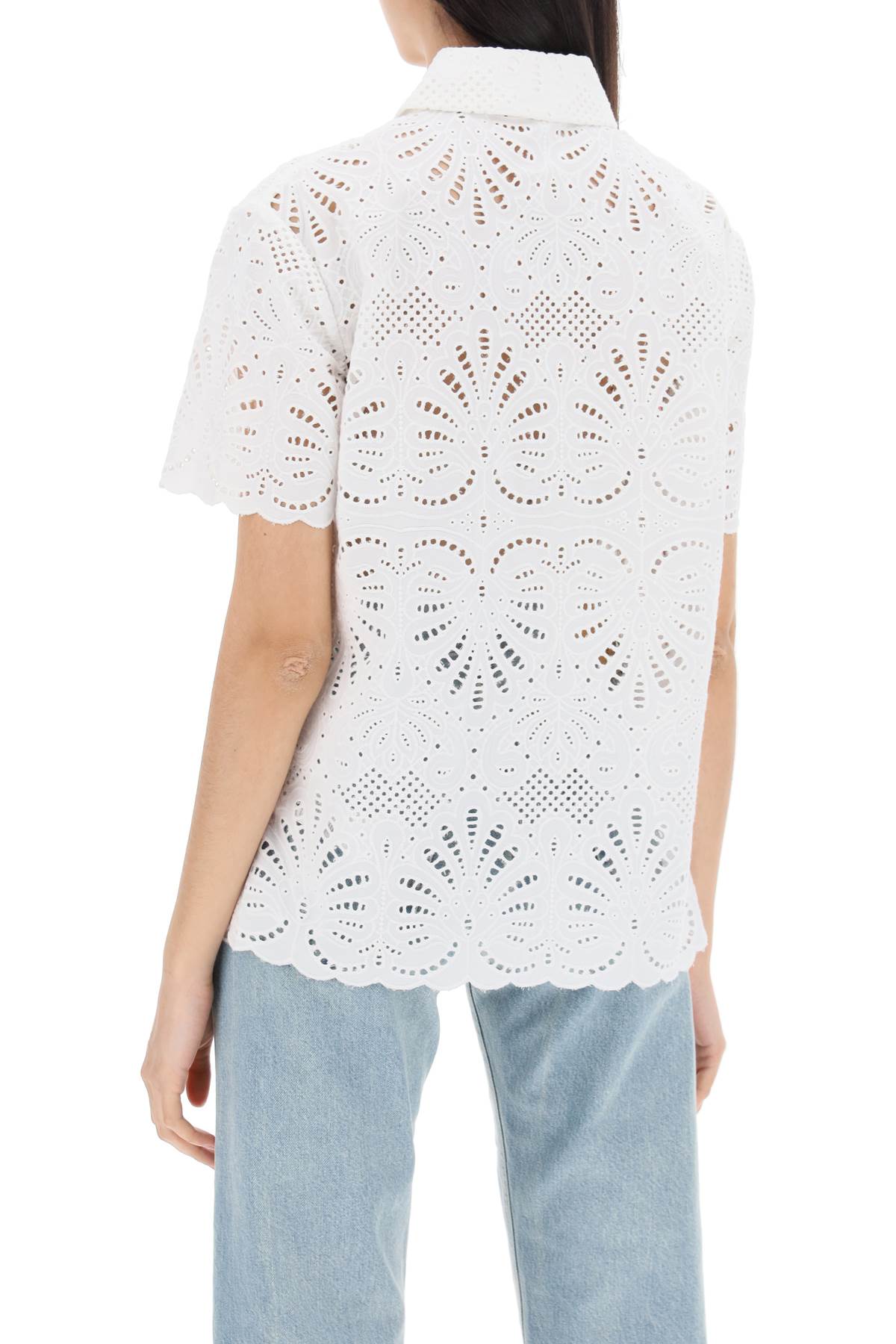 short-sleeved sangallo lace shirt