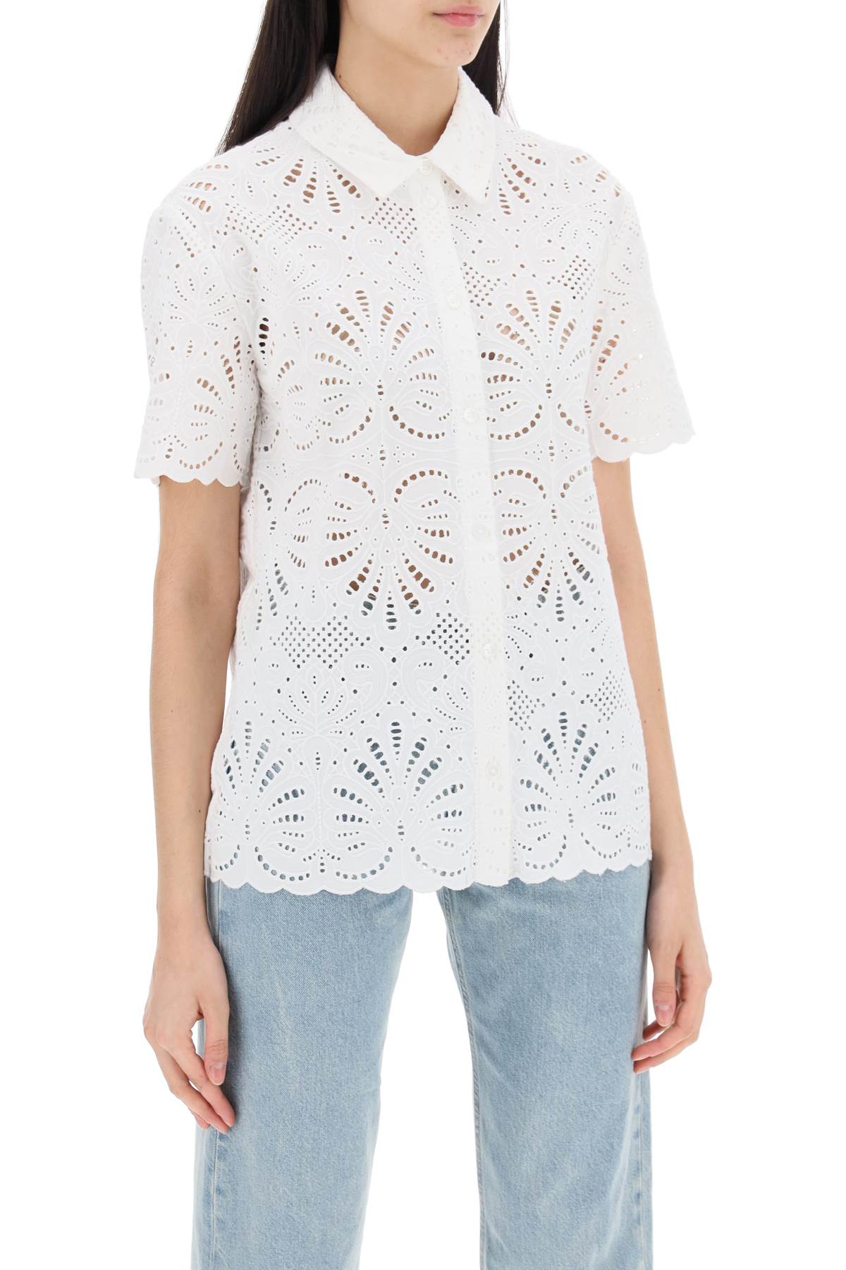 short-sleeved sangallo lace shirt