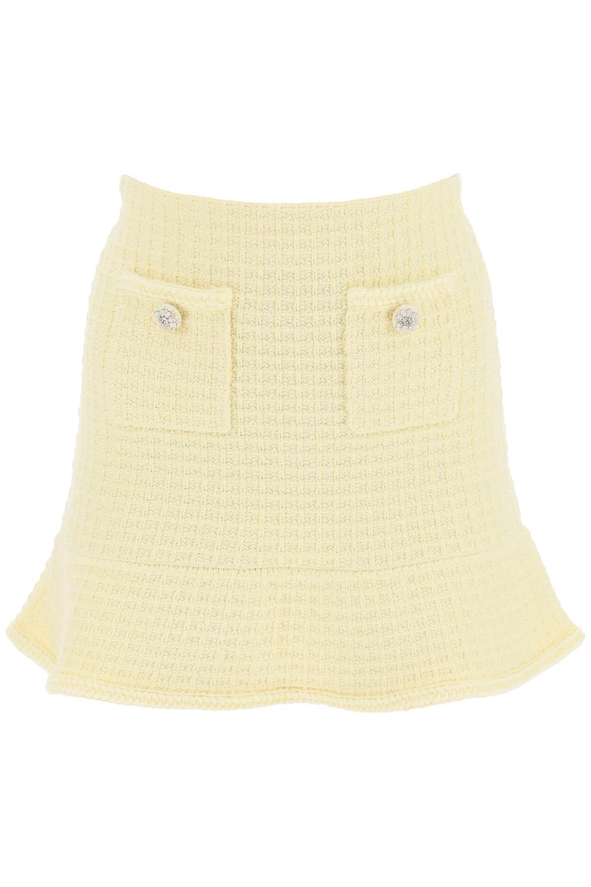 &quot;knitted mini skirt with jewel buttons