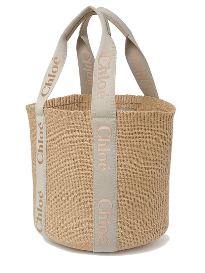 Woody Large Raffia Basket Tote