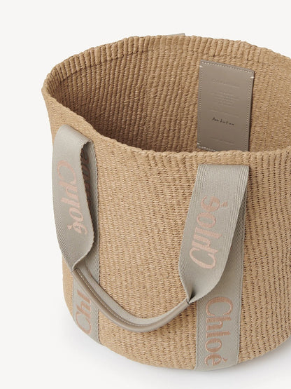 Woody Large Raffia Basket Tote