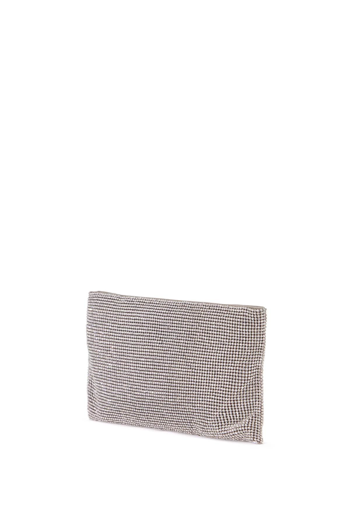 la petite evening bag in crystal on silver with shoulder strap