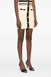cream sequin knit mini skirt in bouclé cotton and wool blend