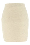 cream sequin knit mini skirt in bouclé cotton and wool blend