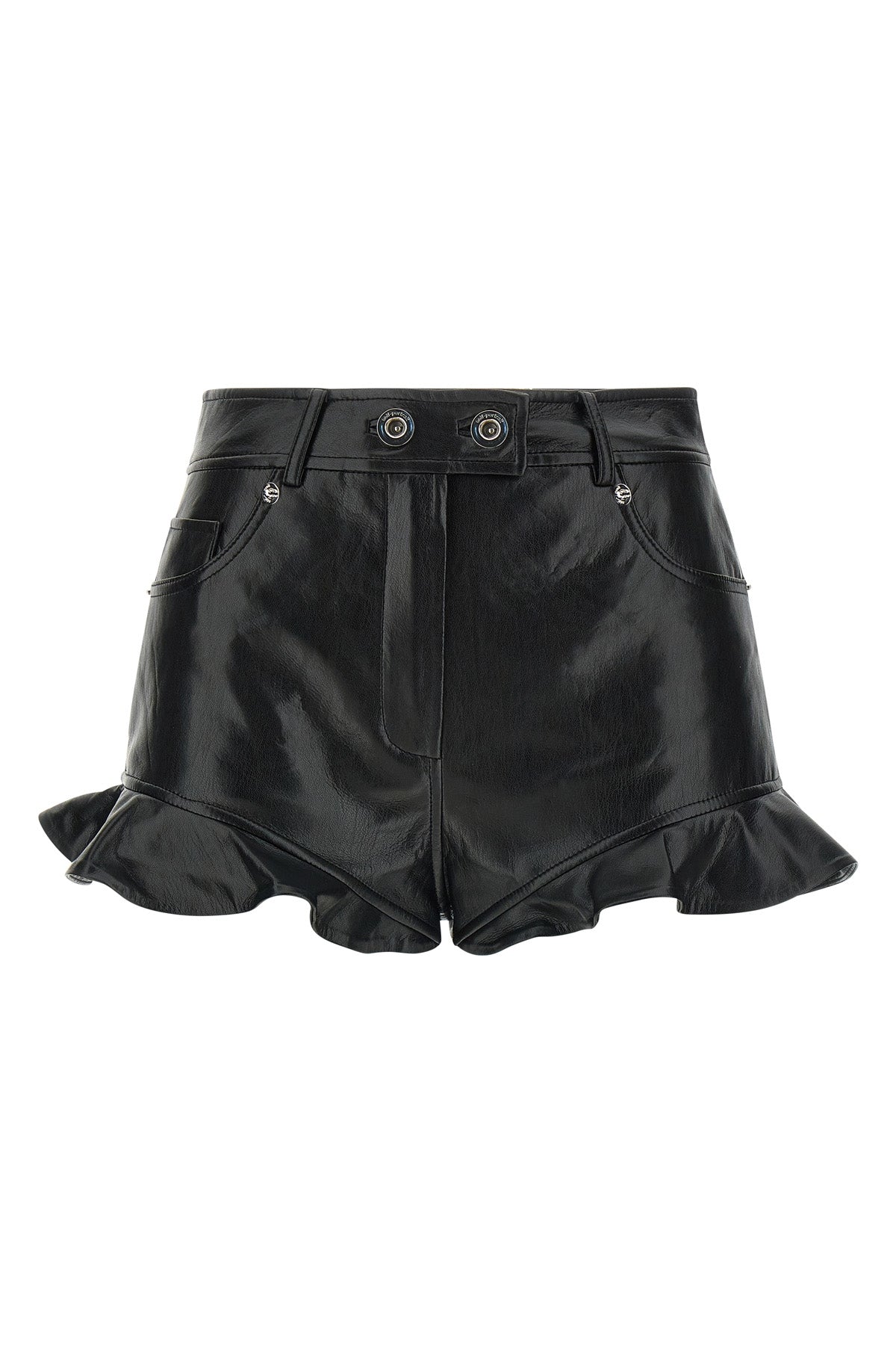 shorts in stretch leather-effect fabric